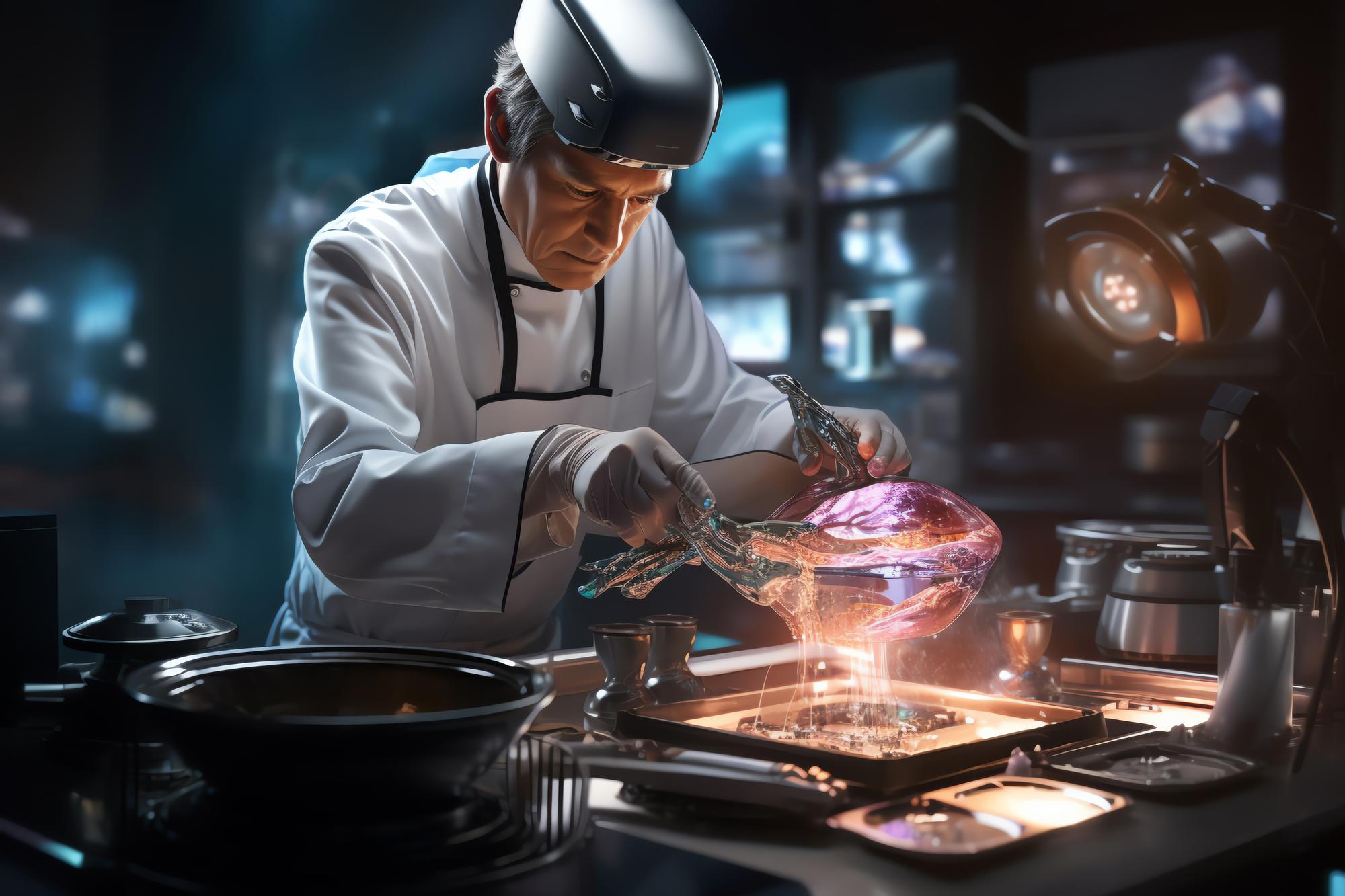 chef experimenting with modern cooking equipment