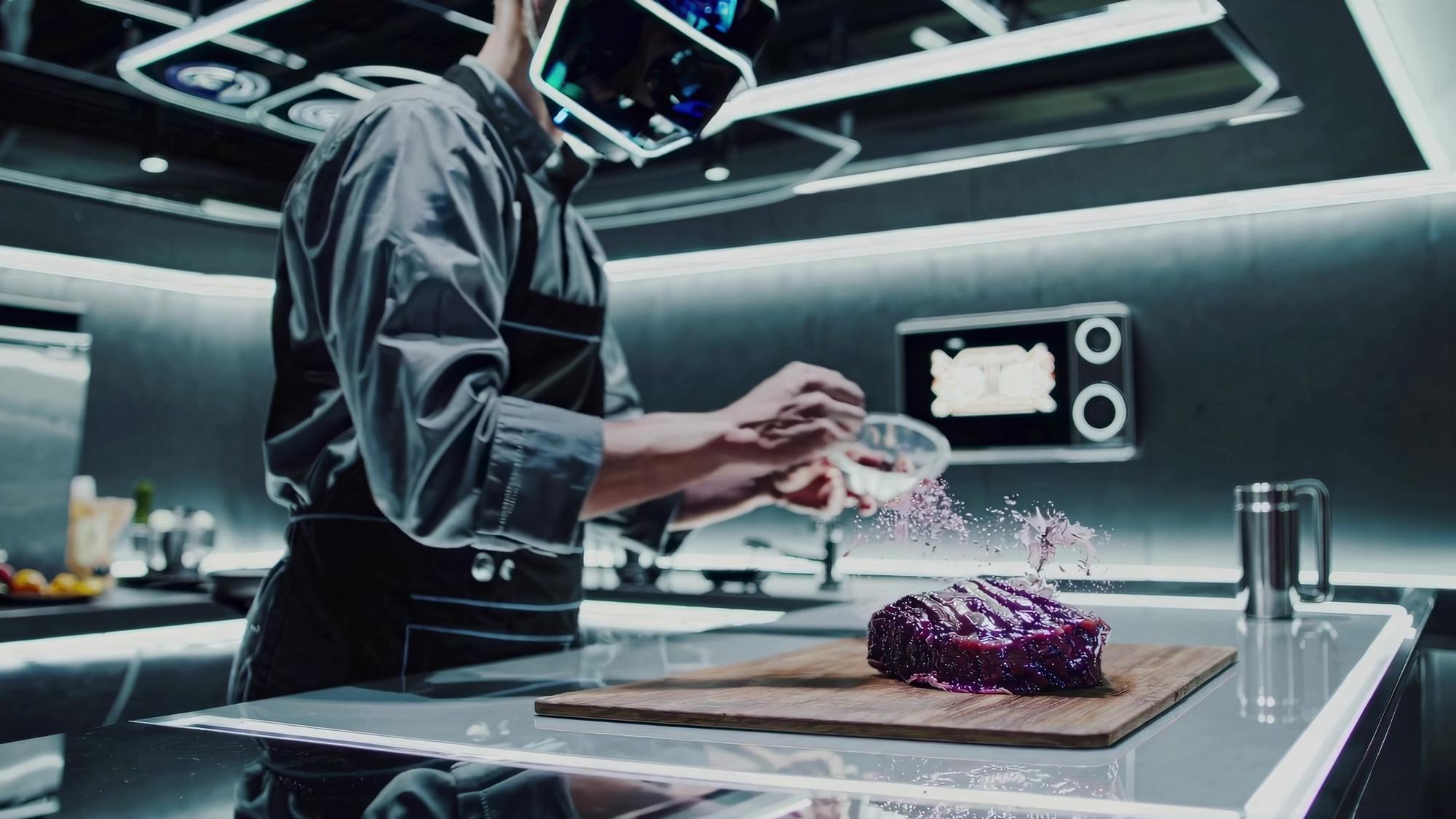 modern kitchen workspace with tech tools